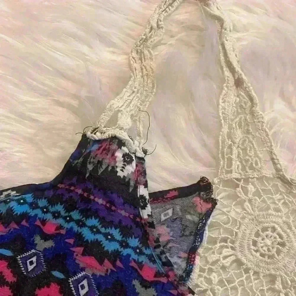 Rue 21 Purple Pink Blue Graphic Print With Lace Back/Straps Flowy Size XL - Picture 4 of 5